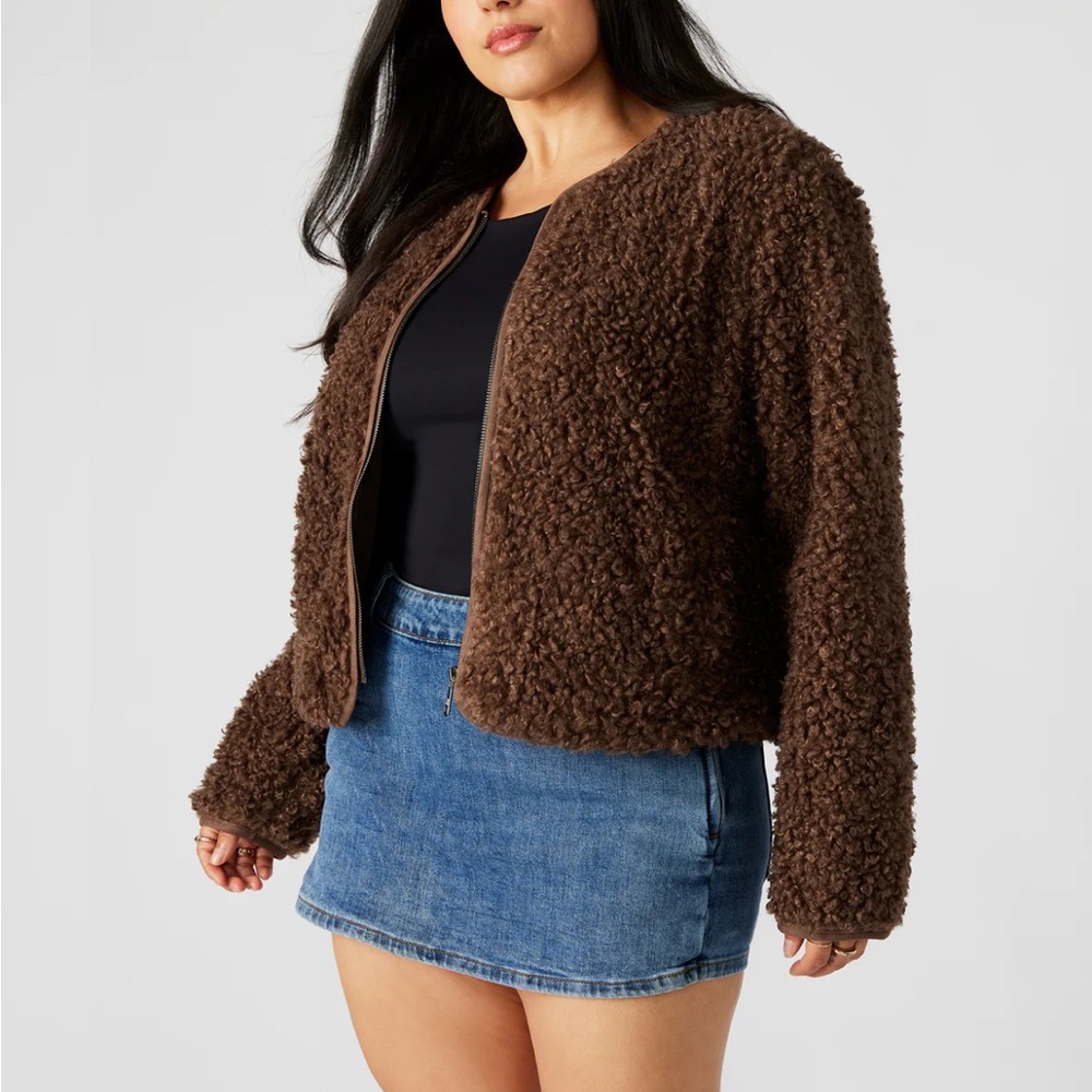Steve Madden Chocolate Brown Teddy Jacket - Picture 8 of 11